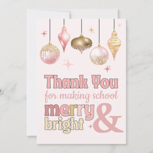 Invitation Fun Pink Gold Christmas Thank You Gift Card Holder (Devant)