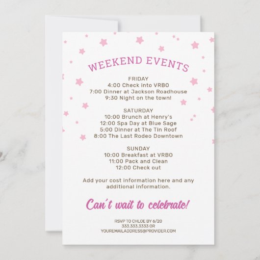Invitation Fun Pink Let's Go Girls Bachelorette Party (Dos)