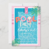 Invitation Fun Pink Tropical Adulte Summer Pool Party Anniver (Devant)
