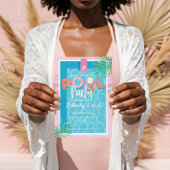 Invitation Fun Pink Tropical Adulte Summer Pool Party Anniver
