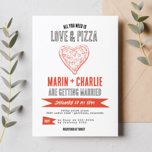 Invitation Fun Pizza Couples Fête des mariées