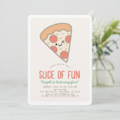 Invitation Fun Pizza Party Kawaii Anniversaire (Debout devant)
