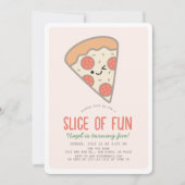 Invitation Fun Pizza Party Kawaii Rose fille Anniversaire (Devant)