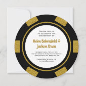 Invitation Fun Poker Chip Black Gold Mariage Fiançailles (Dos)