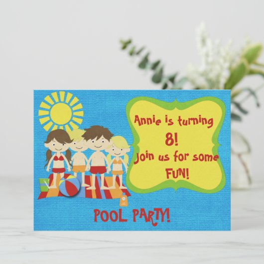 Invitation Fun Pool Party (Debout devant)