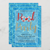 Invitation Fun Pool Party Water Thème (Devant / Derrière)