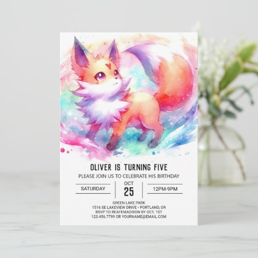 Invitation Fun Printable Renard Anniversaire (Debout devant)