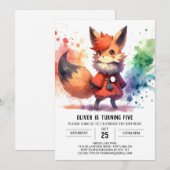 Invitation Fun Printable Renard Anniversaire (Devant / Derrière)