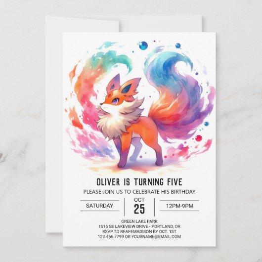 Invitation Fun Printable Renard Anniversaire (Devant)