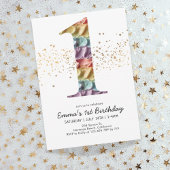 Invitation Fun Rainbow Cake Icing Premier anniversaire