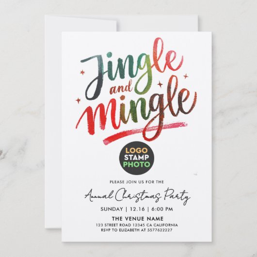 Invitation Fun Red Green Christmas Company Logo Brush Script (Devant)