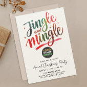 Invitation Fun Red Green Christmas Company Logo Brush Script
