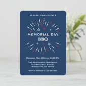 Invitation Fun Red White Blue Memorial Day BBQ Fireworks (Debout devant)