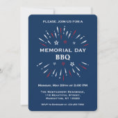 Invitation Fun Red White Blue Memorial Day BBQ Fireworks (Devant)