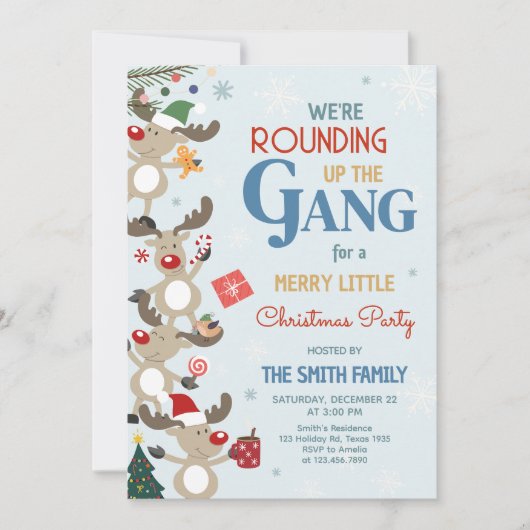 Invitation Fun Reindee Noël (Devant)