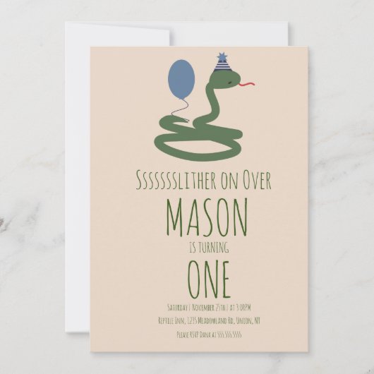 Invitation Fun Reptile Snake Zoo Wild Anniversaire (Devant)