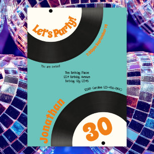 Invitation Fun Retro 30e anniversaire 90s Musique Vinyl Recor