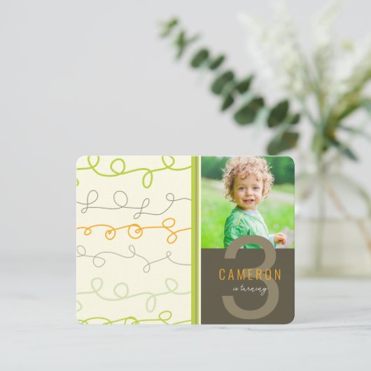 Invitation Fun Retro Art Scribbles Lines Anniversaire de enfa (Debout devant)
