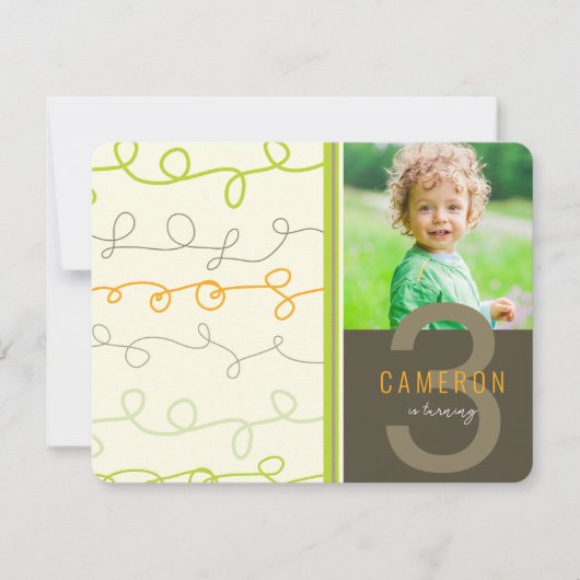 Invitation Fun Retro Art Scribbles Lines Anniversaire de enfa (Devant)