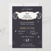 Invitation Fun Retro Black and Gold Men (Devant)