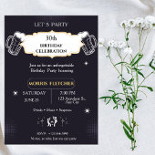 Invitation Fun Retro Black and Gold Men