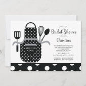 Invitation Fun Retro Black White Fête des mariées cuisine (Devant)