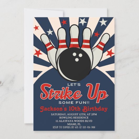 Invitation Fun Retro Bowling Party for Kids (Devant)