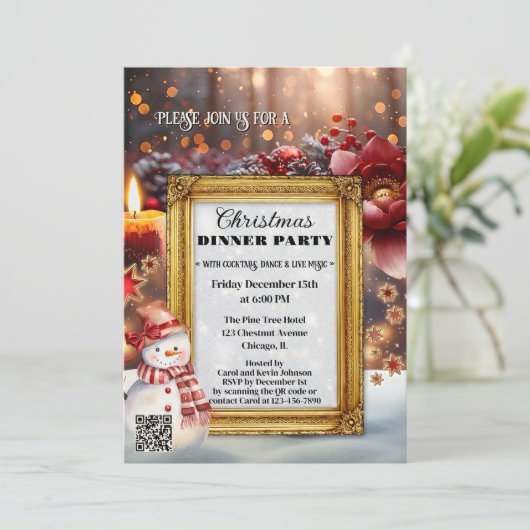Invitation Fun Retro Chic Christmas Party (Debout devant)