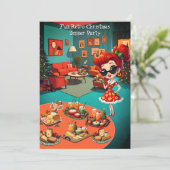 Invitation Fun Retro Christmas Dinner Party 1950s Lounge (Debout devant)
