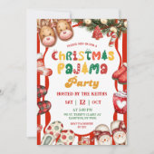 Invitation Fun Retro Christmas Pajama Party  (Devant)