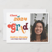 Invitation Fun & Retro "Classe de" Grad Photo Grad Grad Grad (Devant)
