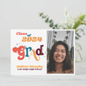 Invitation Fun & Retro "Classe de" Grad Photo Grad Grad Grad (Debout devant)