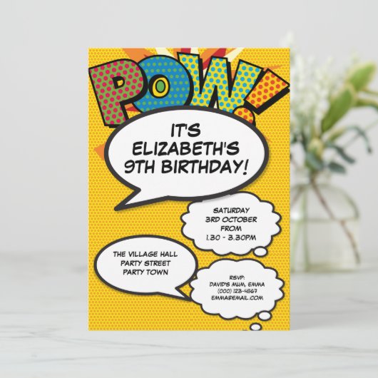 Invitation Fun Retro Comics Photo Anniversaire (Debout devant)