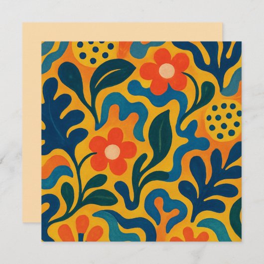 Invitation Fun Retro Garden Collage Motif Motif (Devant / Derrière)