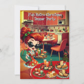 Invitation Fun Retro Noël Fête Dîner 1950 (Devant)