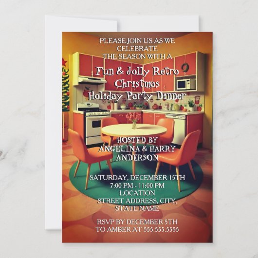 Invitation Fun Retro Noël Fête Dîner 1950 (Dos)
