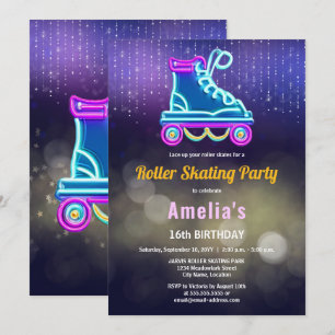 Invitation Fun Roller Sking fête d'anniversaire