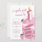 Invitation Fun Rose Girl veut juste être un anniversaire (Devant)