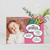 Invitation Fun Rose moderne Anniversaire Fête Photo Comique N (Debout devant)