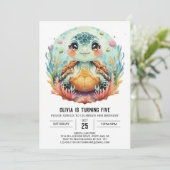 Invitation Fun Rose Turtle Girl Anniversaire (Debout devant)