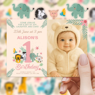 Invitation Fun Safari Aventure pour le premier anniversaire a