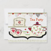 Invitation Fun Shabby Chic Tea Party Thème (Devant)