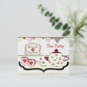 Invitation Fun Shabby Chic Tea Party Thème (Debout devant)