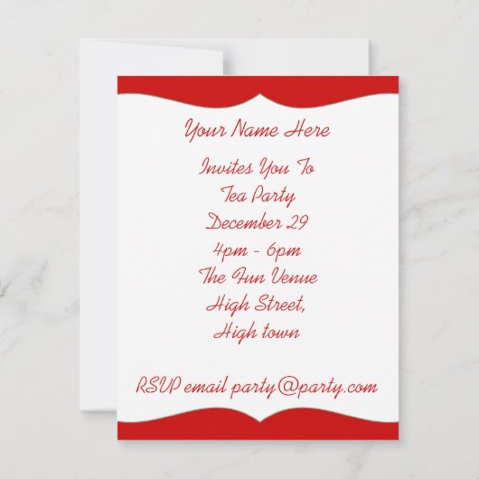 Invitation Fun Shabby Chic Tea Party Thème (Dos)