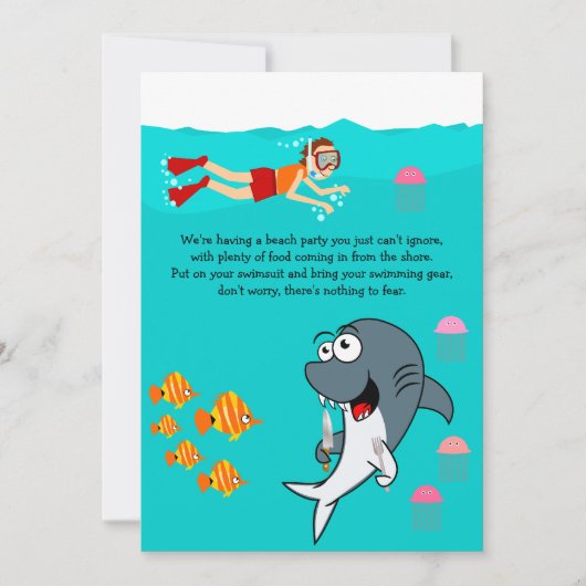 Invitation Fun Shark Beach Party Anniversaire (Devant)