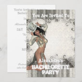 Invitation Fun showgirl fête de bachelorette personnalisée (Devant / Derrière)