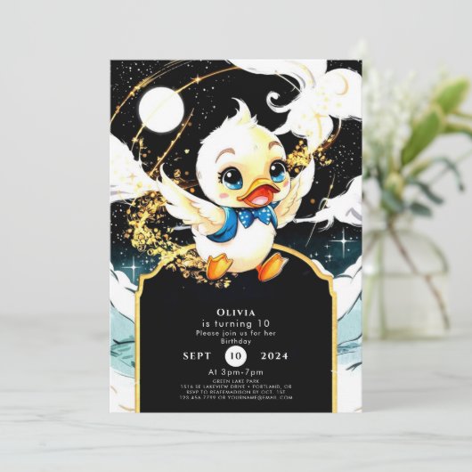 Invitation Fun Simple Canard Anniversaire (Debout devant)