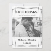 Invitation Fun Simple Modern Free Drinks Enregistrer la date (Devant)