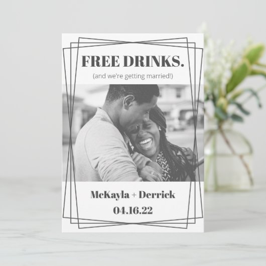 Invitation Fun Simple Modern Free Drinks Enregistrer la date (Debout devant)