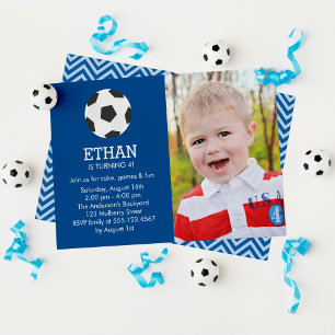 Invitation Fun Soccer Thème Photo Anniversaire